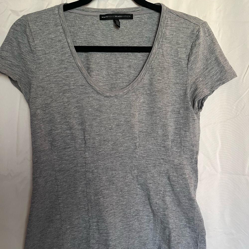 White House Black Market Gray Short Sleeve Tee